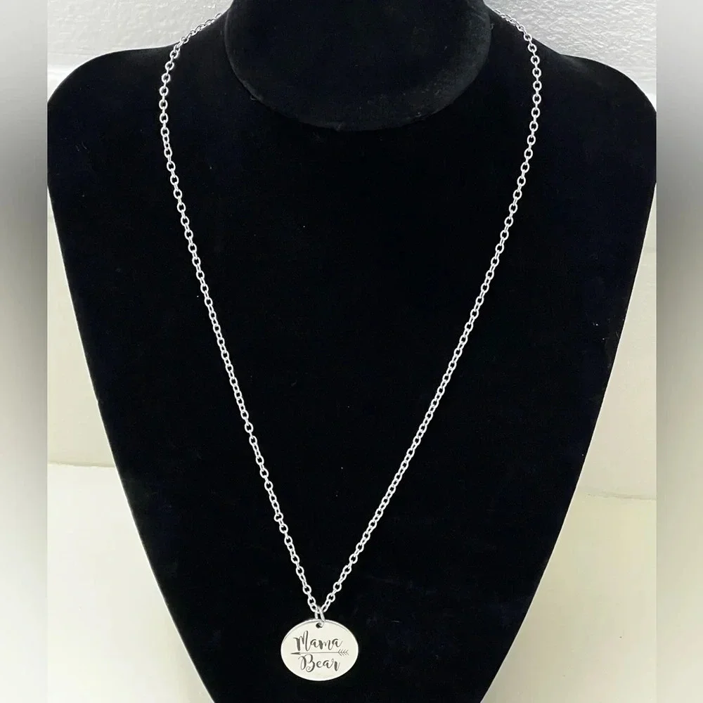 NEW Boutique Mama Bear Hand Stamped Necklace - Picture 2 of 3
